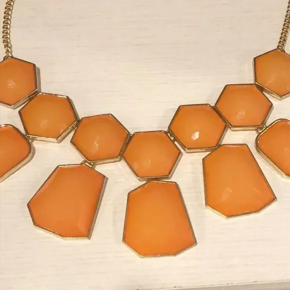 Orange statement necklace - Picture 5 of 5